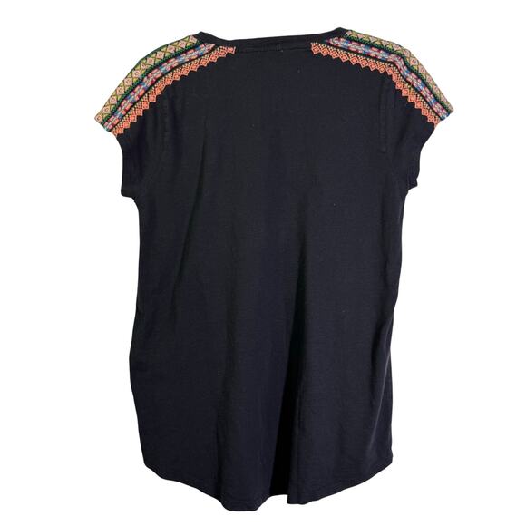 SUNDANCE Blouse Medium Crew Neck Embroidered Chest & Shoulder Top Tee Boho - Picture 2 of 11